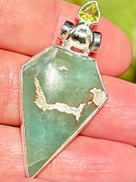 Aqua Chrysoprase and Peridot Pendant