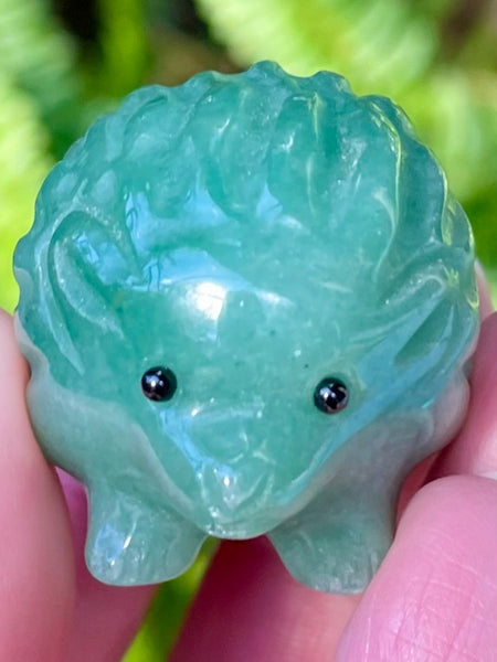 Green Aventurine and Black Tourmaline Carved Hedgehog - Morganna’s Treasures
