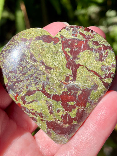 Dragon Bloodstone Large Heart Palm Stone - Morganna’s Treasures