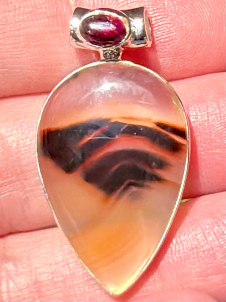 Beautiful Montana Agate and Garnet Pendant
