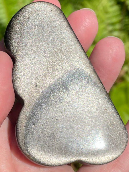 Silver Sheen Obsidian Cloud Palm Stone - Morganna’s Treasures 