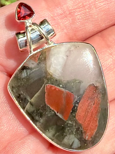 African Bloodstone and Garnet Pendant
