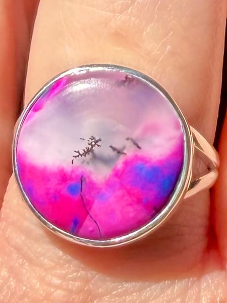 Purple Dendritic Opal Ring Size 9.5