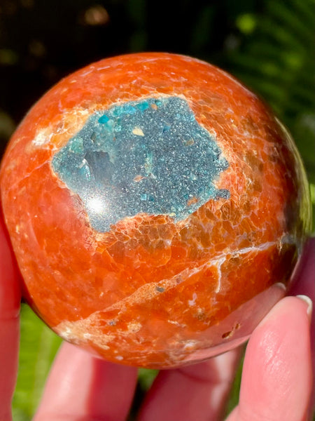 RARE Orange Calcite and Blue Apatite Sphere
