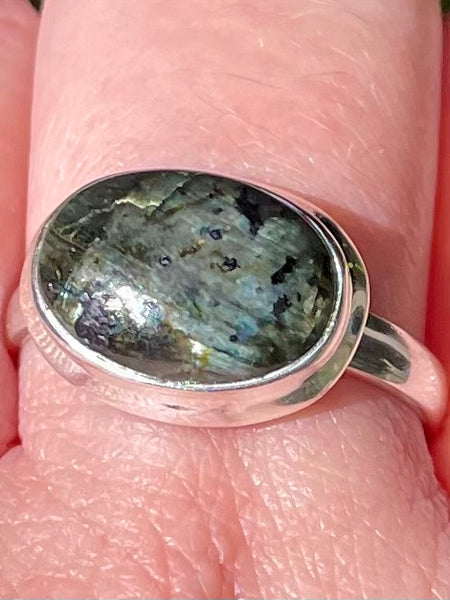 Larvikite (Black Moonstone) Ring Size 10 - Morganna’s Treasures