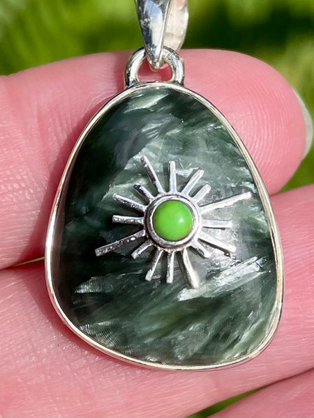 Green Seraphinite & Green Mohave Turquoise Pendant - Morganna’s Treasures 