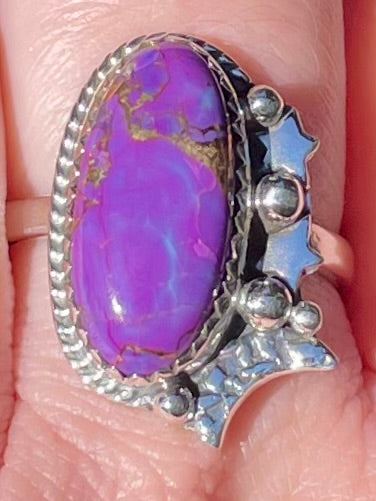 Purple Copper Turquoise Ring Size 9