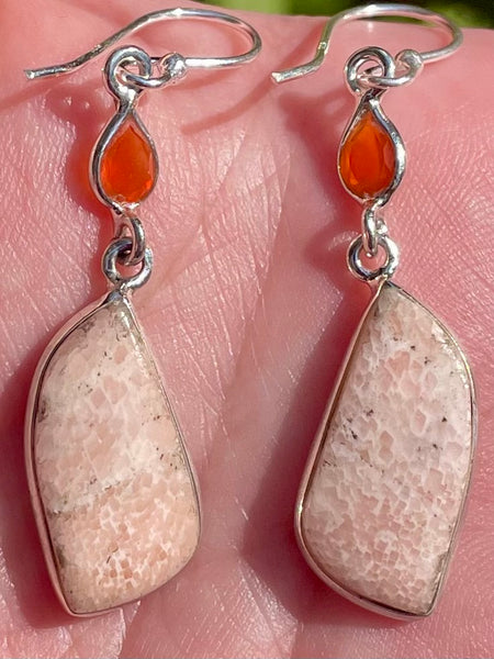 Orange Scolecite and Carnelian Earrings - Morganna’s Treasures 