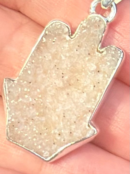 Natural Agate Druzy Hamsa Hand Pendant - Morganna’s Treasures