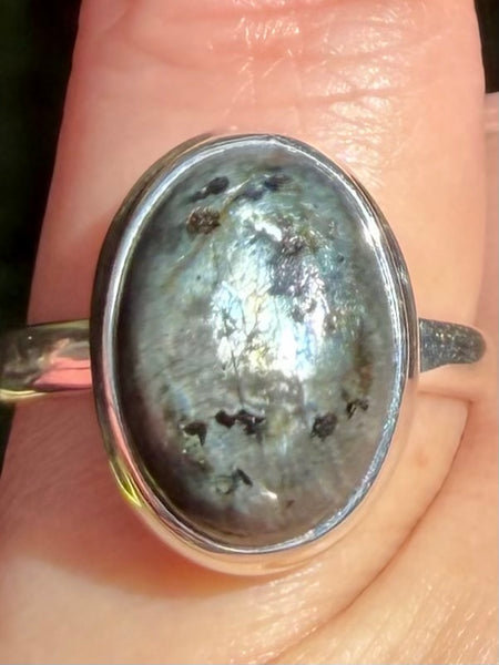 Larvikite (Black Moonstone) Ring Size 7