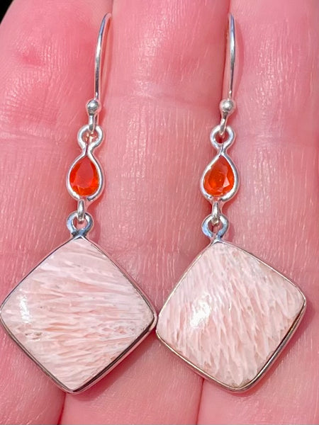 Orange Scolecite and Carnelian Earrings - Morganna’s Treasures