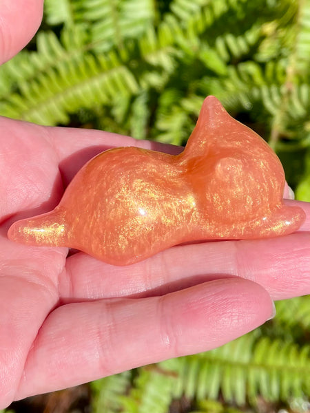 Orange Shimmery Resin Cat Pen Rest - Morganna’s Treasures 