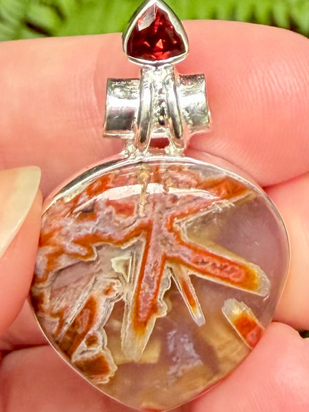 Gorgeous Turkish Tube Agate and Garnet Pendant