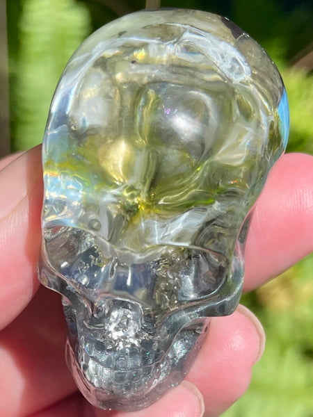 “Trailblazer” Labradorite, Pyrite, Opalite, Clear Quartz & Aluminum Orgonite Skull - Morganna’s Treasures 