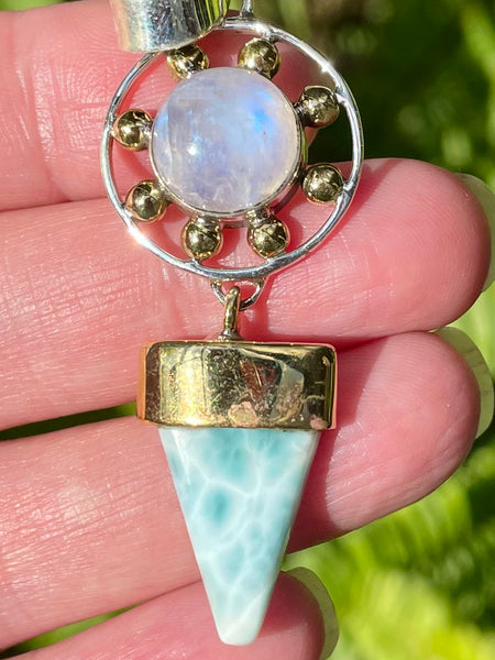 Rainbow Moonstone and Larimar Pendant - Morganna’s Treasures 