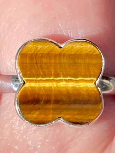 Tigers Eye Clover Ring Size 8 - Morganna’s Treasures