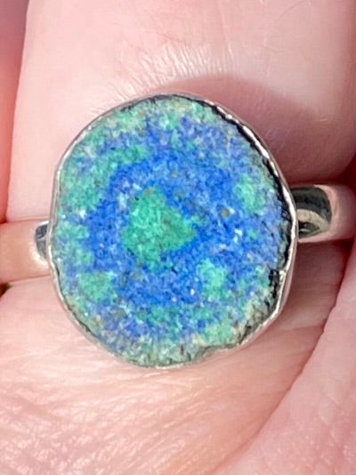 Stunning Azurite in Malachite Stalactite Ring Size 7.5