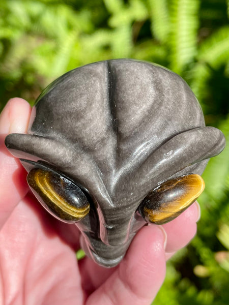Silver Sheen Obsidian and Tigers Eye Alien - Morganna’s Treasures