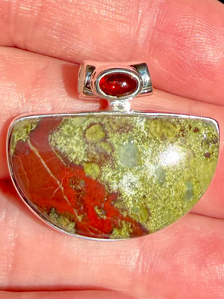 Dragon Bloodstone and Garnet Pendant