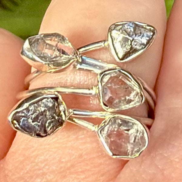 Herkimer Diamond and Meteorite Ring Size 8.5 - Morganna’s Treasures