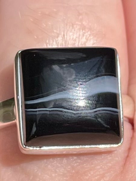 Black Botswana Agate Ring Size 9 - Morganna’s Treasures 