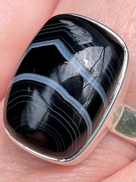 Black Botswana Agate Ring Size 7 - Morganna’s Treasures 