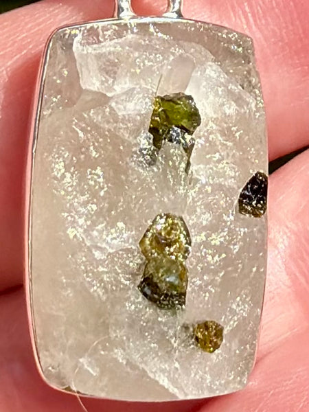Rough Green Tourmaline in Quartz Pendant - Morganna’s Treasures