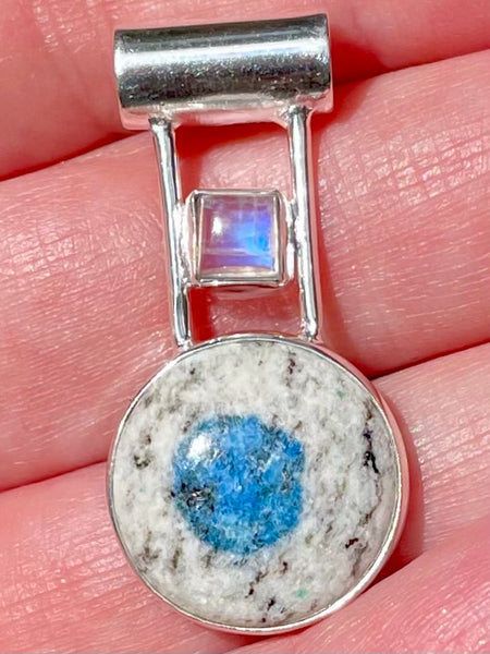 K2 Azurite and Rainbow Moonstone Pendant - Morganna’s Treasures