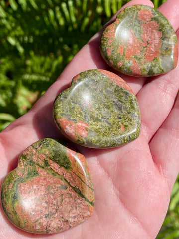 Small Unakite Heart Palm Stones - Morganna’s Treasures 