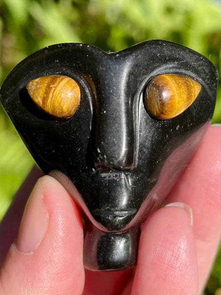 Small Black Obsidian and Tigers Eye Alien - Morganna’s Treasures