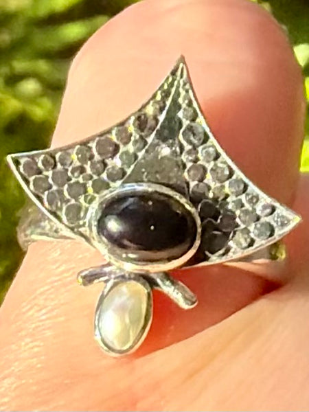 Pearl and Black Onyx Ring Size 8 - Morganna’s Treasures