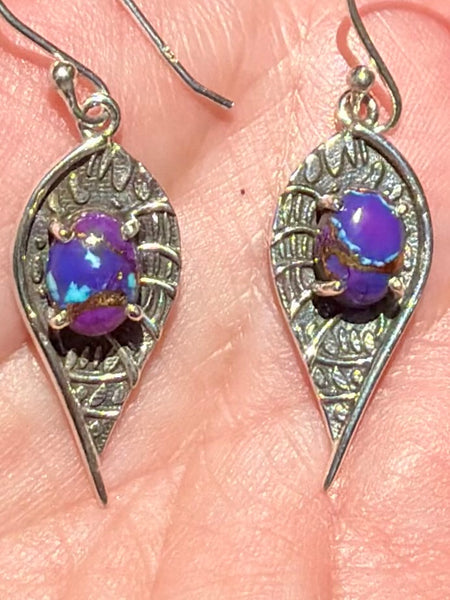 Purple with Blue Copper Turquoise Earrings