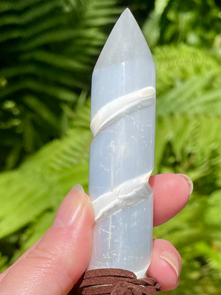Selenite and Sorghum Altar Broom for Sweeping Away Negative Energy - Morganna’s Treasures