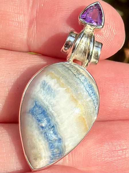 Blue Scheelite and Amethyst Pendant - Morganna’s Treasures