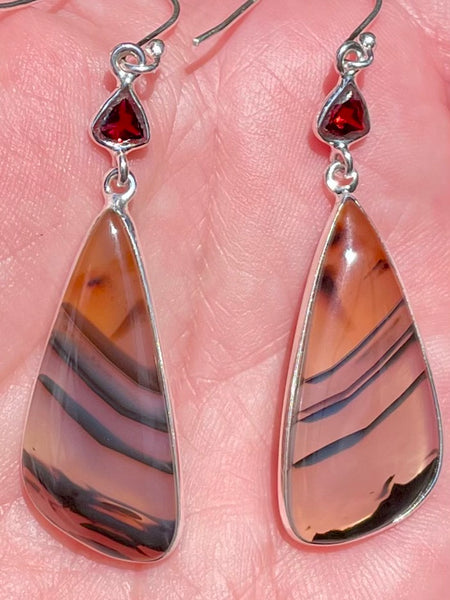 Montana Agate from the Yellowstone River and Garnet Earrings - Morganna’s Treasures 