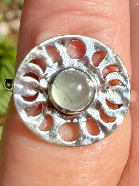 Prehnite Phases of the Moon Ring Size 5