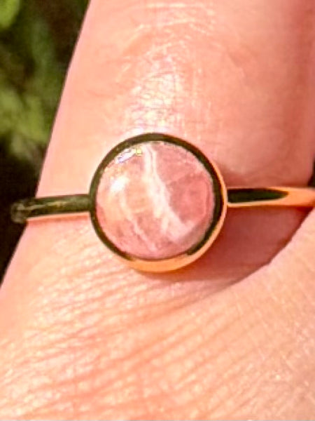 18K Gold over Sterling Silver Rhodochrosite Ring Size 7.5