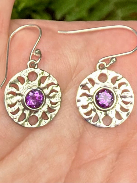 Purple Amethyst Moon Phase Earrings