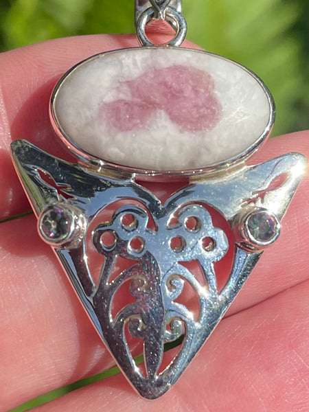 Pink Tourmaline in Quartz and Mystic Topaz Pendant - Morganna’s Treasures 