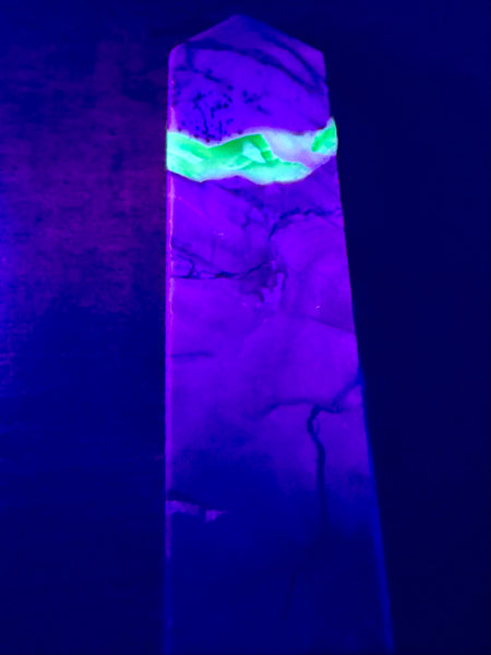 Stunning Fluorescent Volcano Agate Obelisk