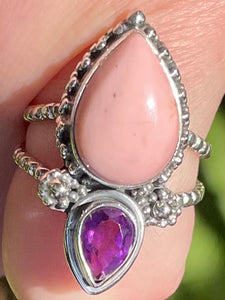 Australian Pink Opal and Purple Amethyst Ring Size 6 - Morganna’s Treasures 