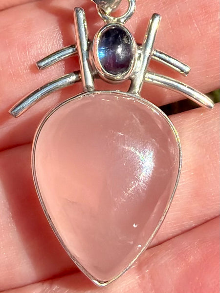 Stunning Rose Quartz and Blue Kyanite Pendant