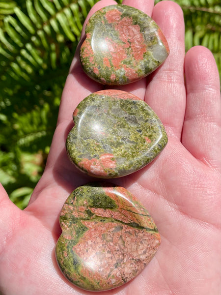 Small Unakite Heart Palm Stones - Morganna’s Treasures 