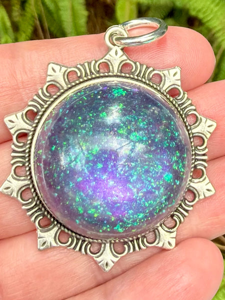 "Supernatural" Azurite, Moonstone, Iolite, Rose Quartz, Aluminum & Quartz Orgonite Pendant - Morganna’s Treasures