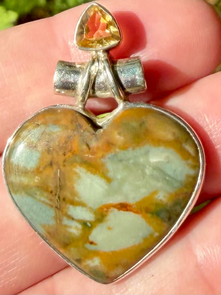 Rocky Butte Picture Jasper and Citrine Heart Pendant - Morganna’s Treasures