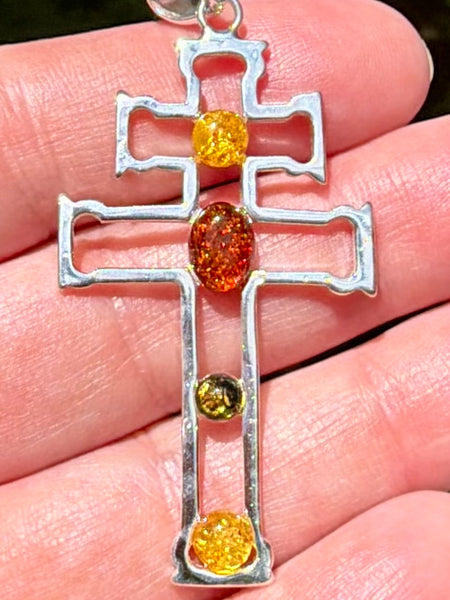 Gorgeous Baltic Amber Cross Pendant