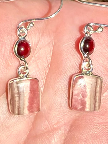 Rhodochrosite and Garnet Earrings