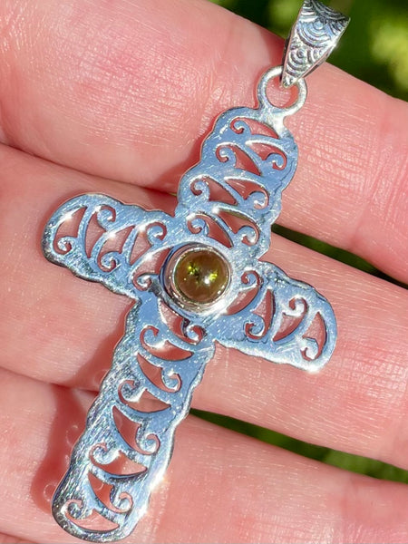 Green Tourmaline Cross Pendant - Morganna’s Treasures 