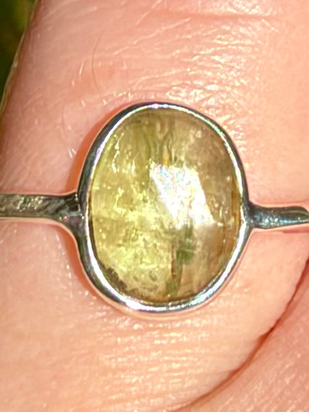Faceted Green Kyanite Ring Size 7.5