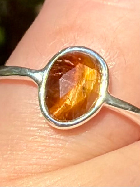 Faceted Red Tigers Eye Ring Size 7.5